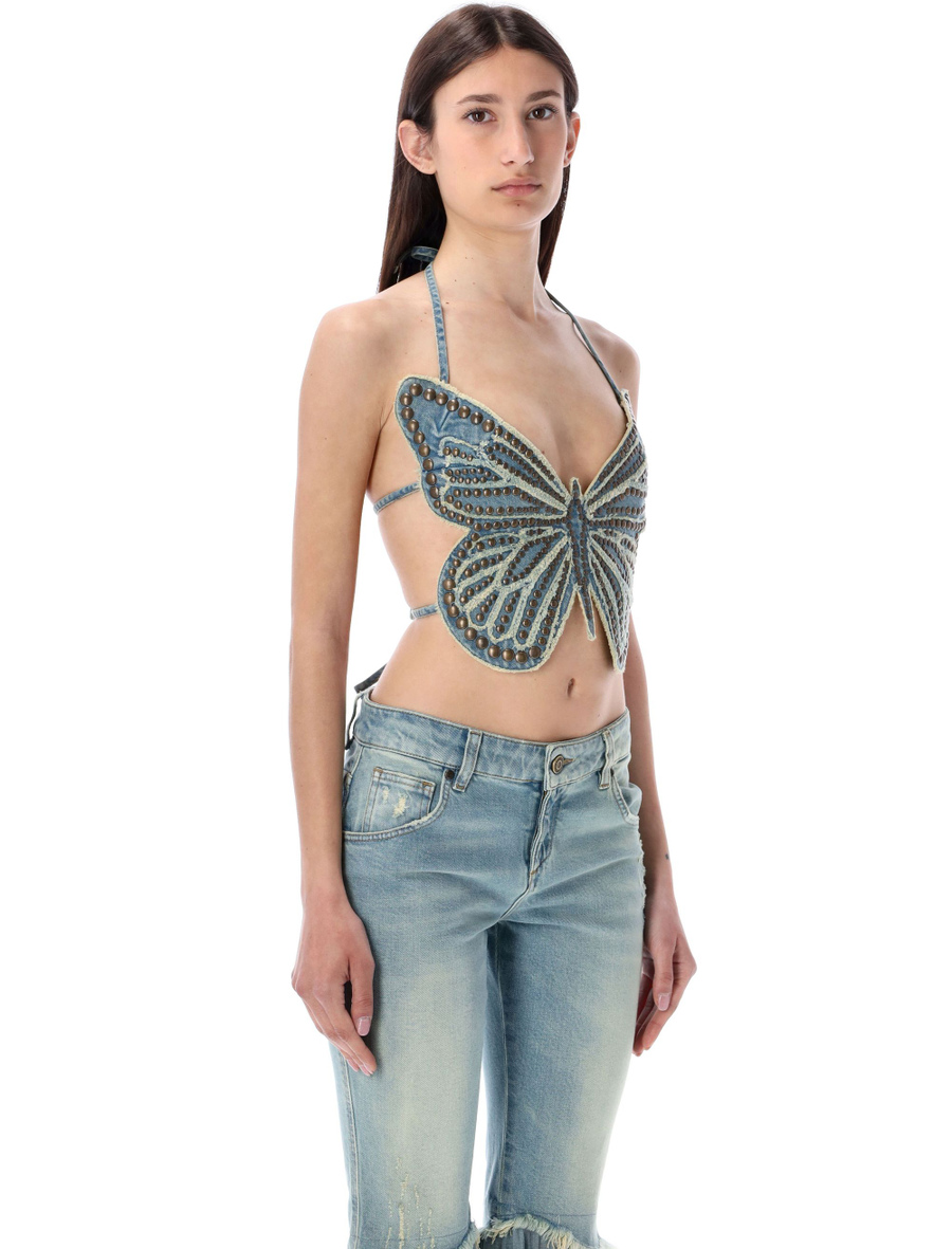 Butterfly top with embroidery studs - Spazio Pritelli