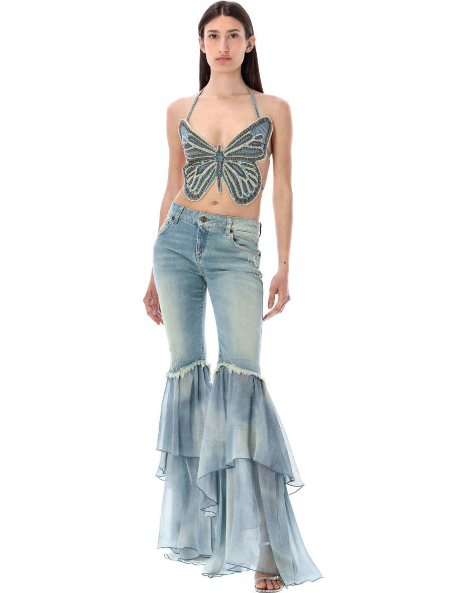Butterfly top with embroidery studs - Spazio Pritelli