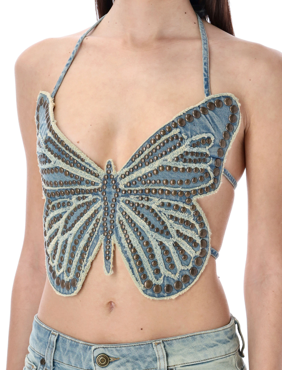 Butterfly top with embroidery studs - Spazio Pritelli