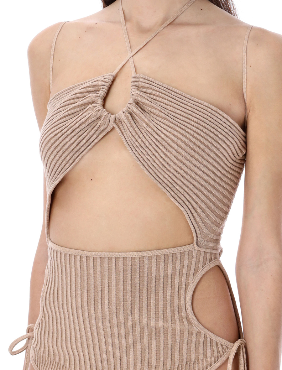 Ribbed knit sleeveless bodysuit with cut - Spazio Pritelli