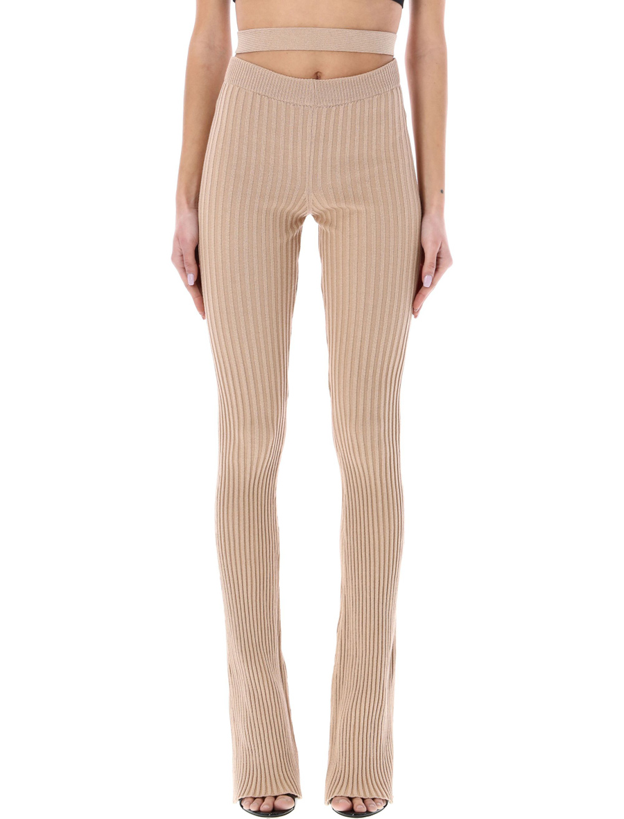 Ribbed knit flare pants with cut-out - Spazio Pritelli