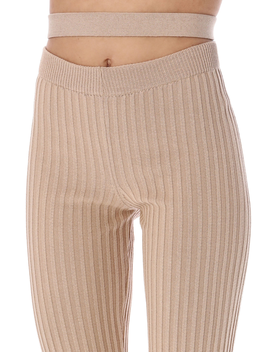 Ribbed knit flare pants with cut-out - Spazio Pritelli