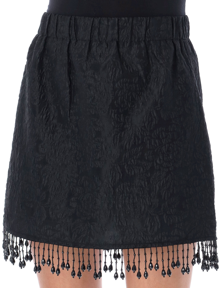 Jacquard organza bead fringe mini skirt - Spazio Pritelli