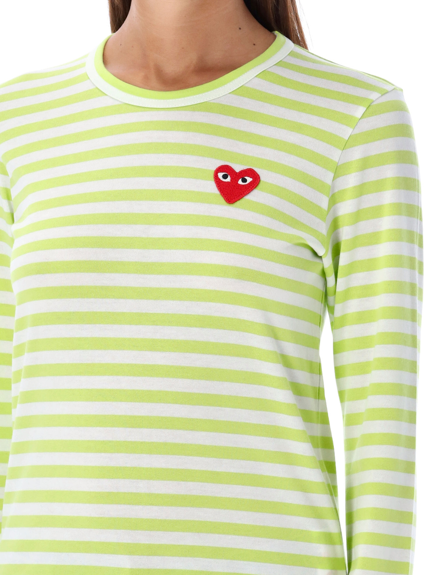 Striped red heart long-sleeved t-shirt - Spazio Pritelli