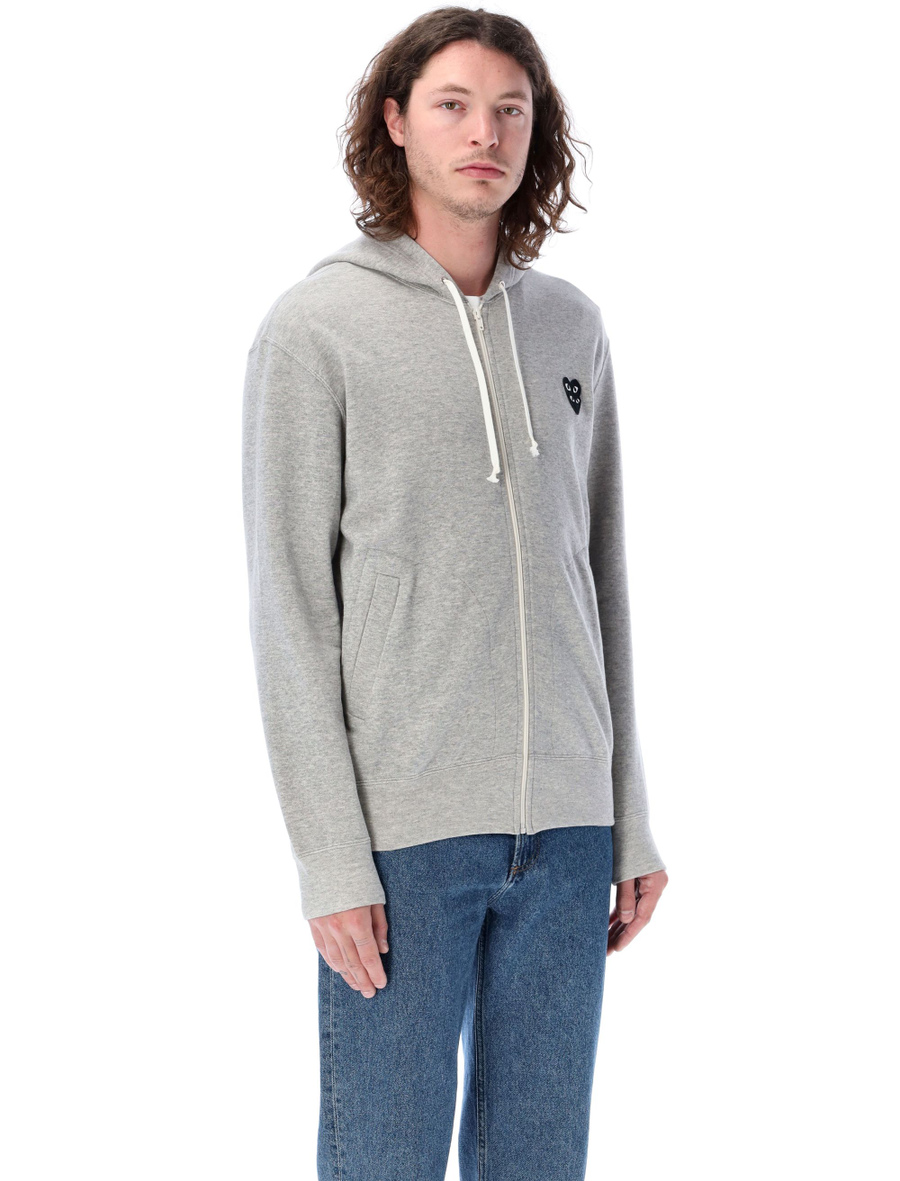Zipped hoodie with black double-heart patch - Spazio Pritelli