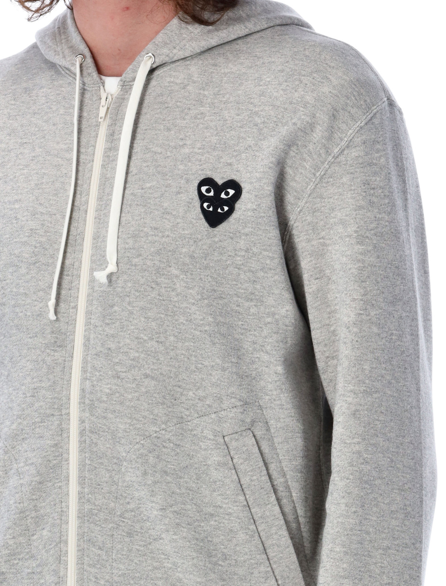 Zipped hoodie with black double-heart patch - Spazio Pritelli