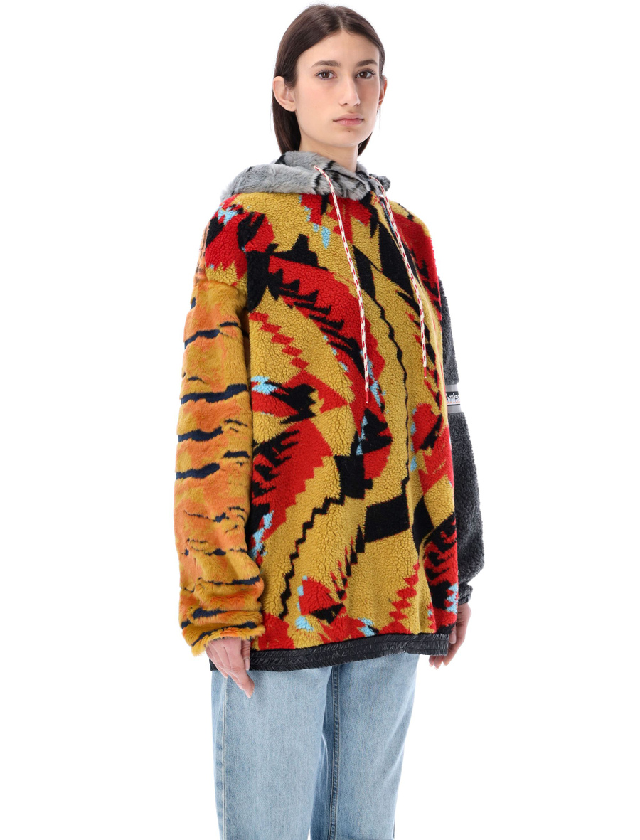Patchwork Oversized fleece hoodie - Spazio Pritelli