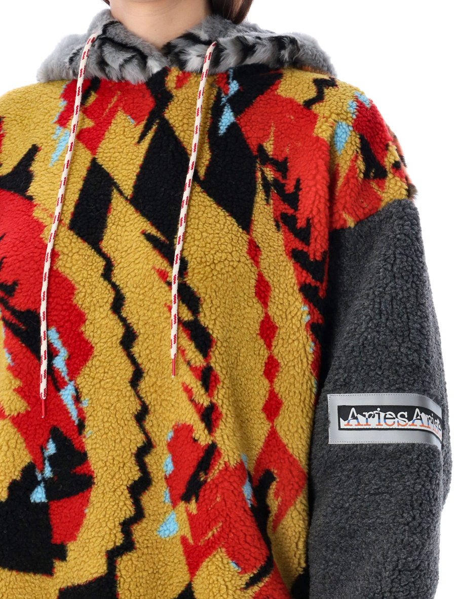 Patchwork Oversized fleece hoodie - Spazio Pritelli