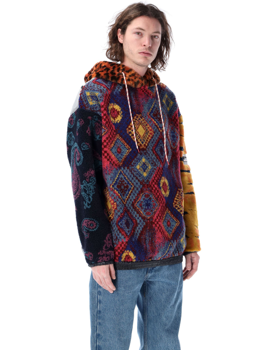 Patchwork Oversized fleece hoodie - Spazio Pritelli