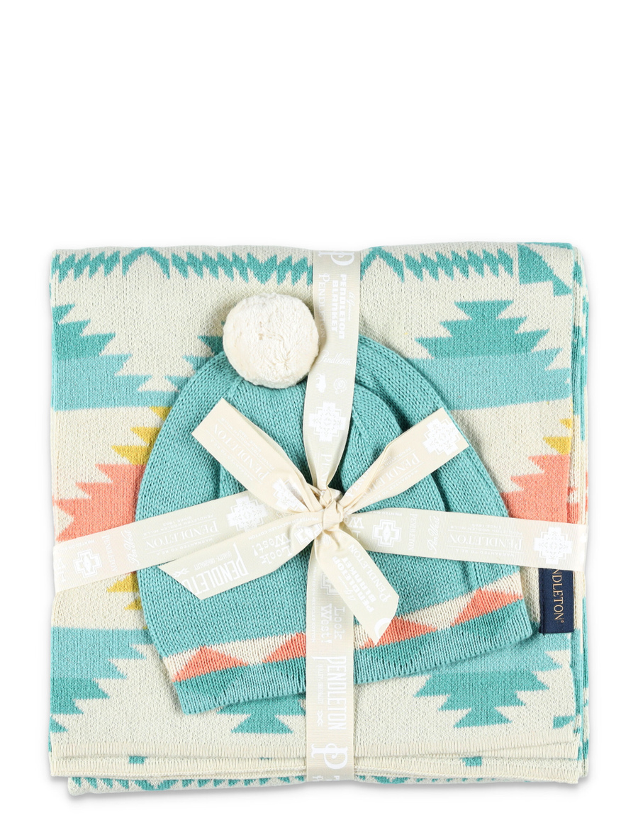 Knit baby blanket with beanie - Spazio Pritelli