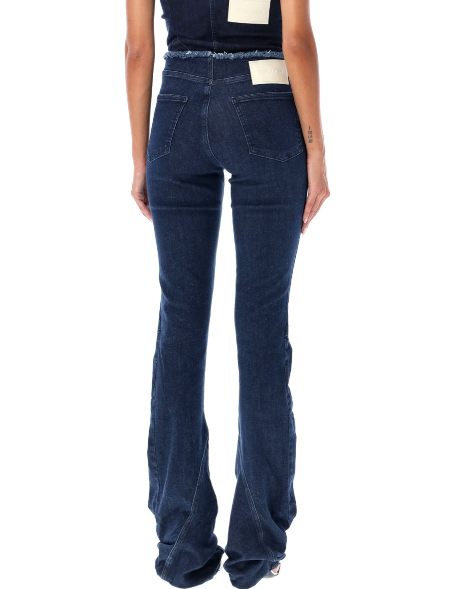 Raw-edge drape denim pants - Spazio Pritelli