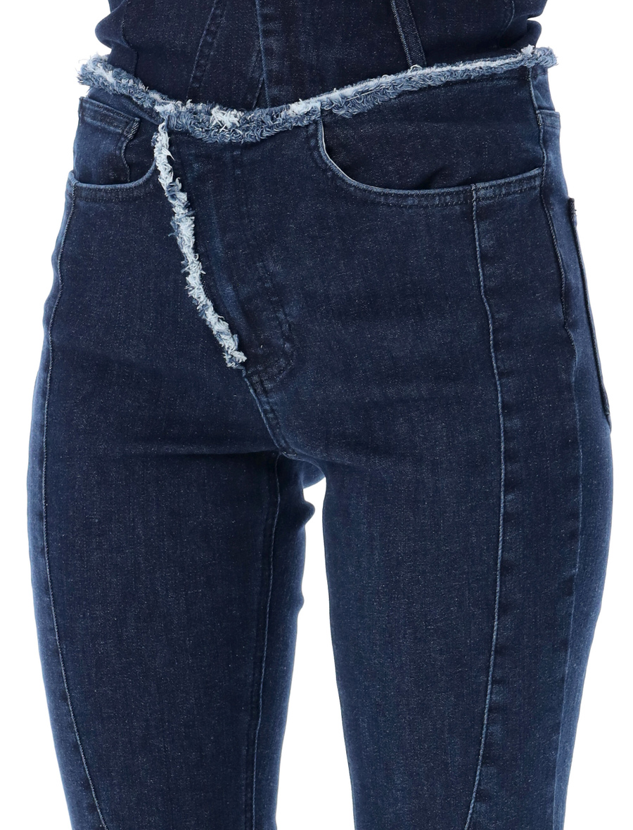 Raw-edge drape denim pants - Spazio Pritelli