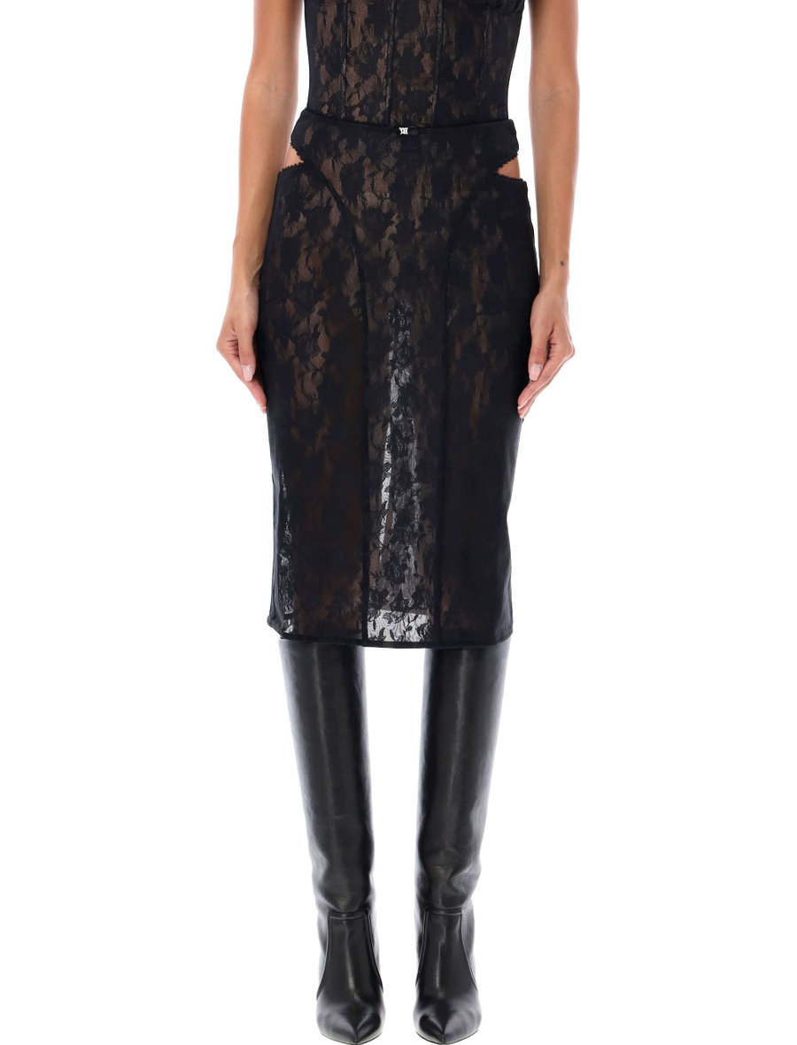 Lace cut-out midi skirt - Spazio Pritelli