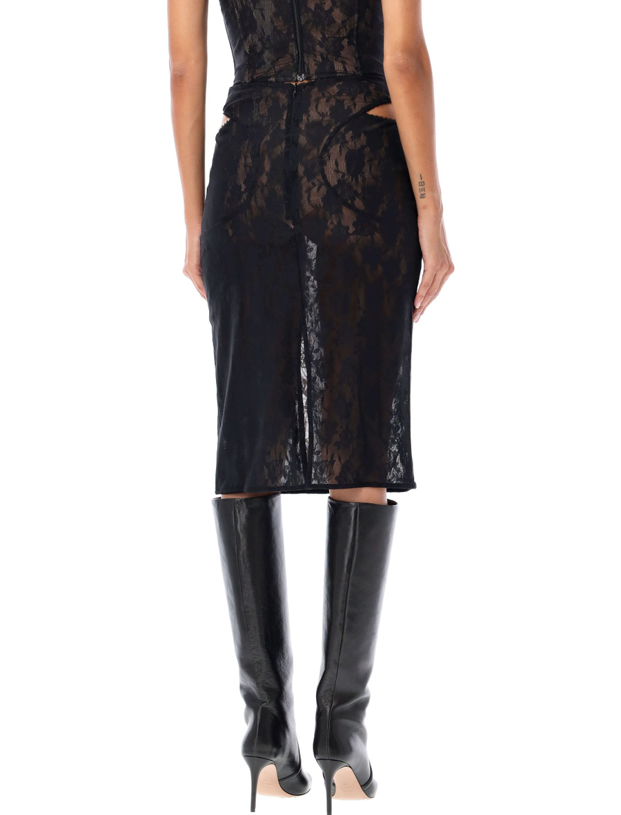 Lace cut-out midi skirt - Spazio Pritelli