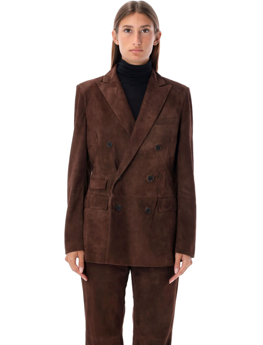 Suede double-breasted blazer - Spazio Pritelli