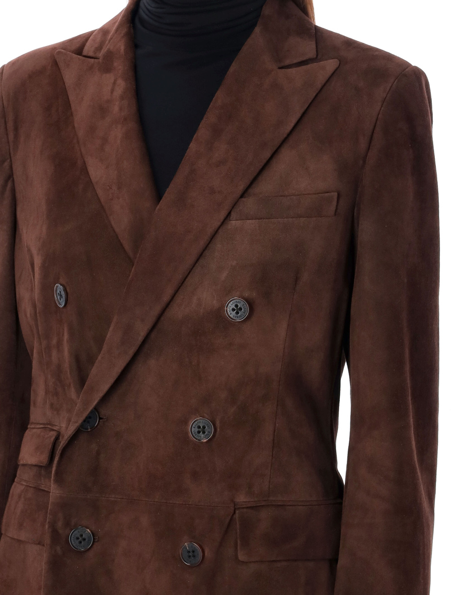 Suede double-breasted blazer - Spazio Pritelli