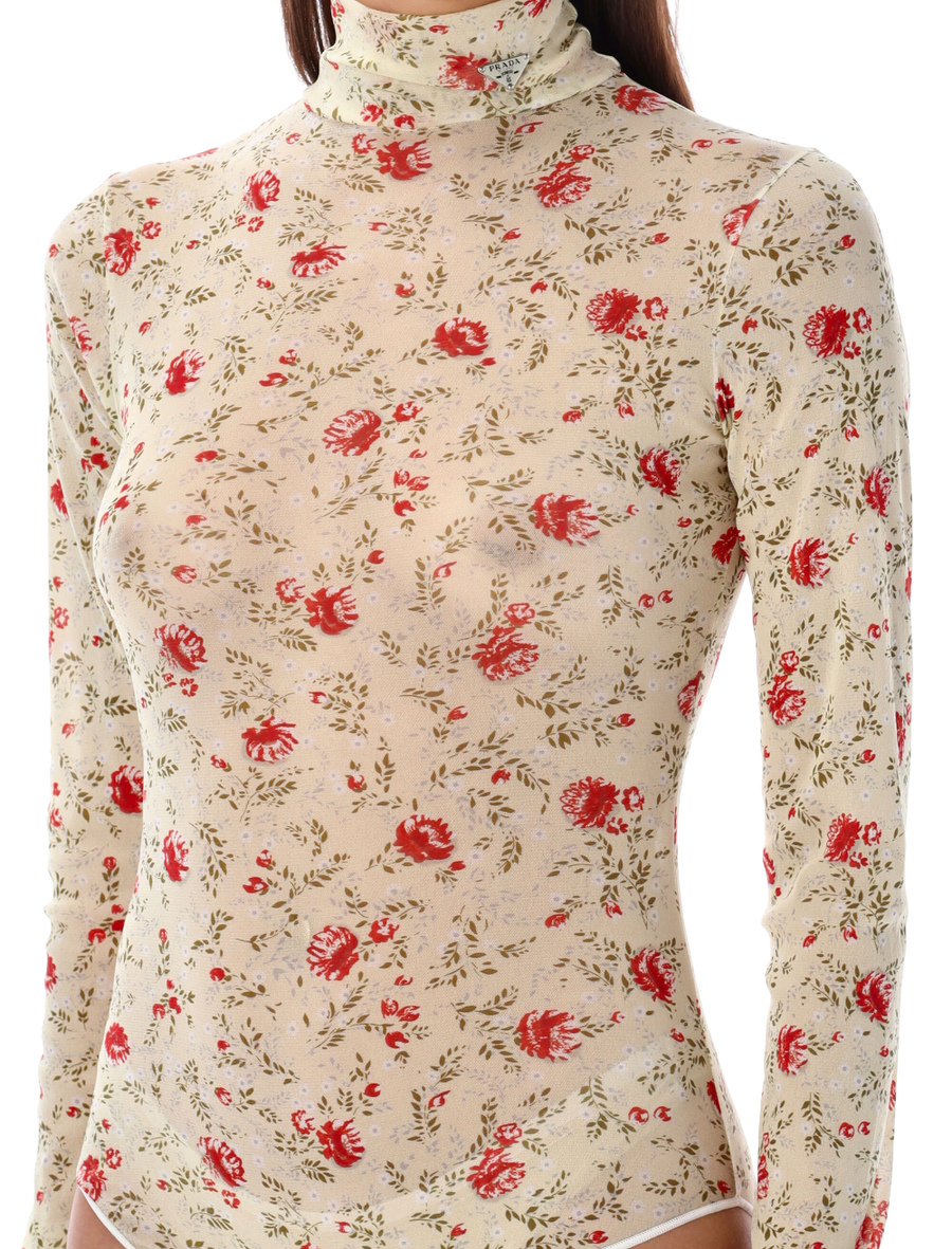 Printed stretch tulle bodysuit - Spazio Pritelli
