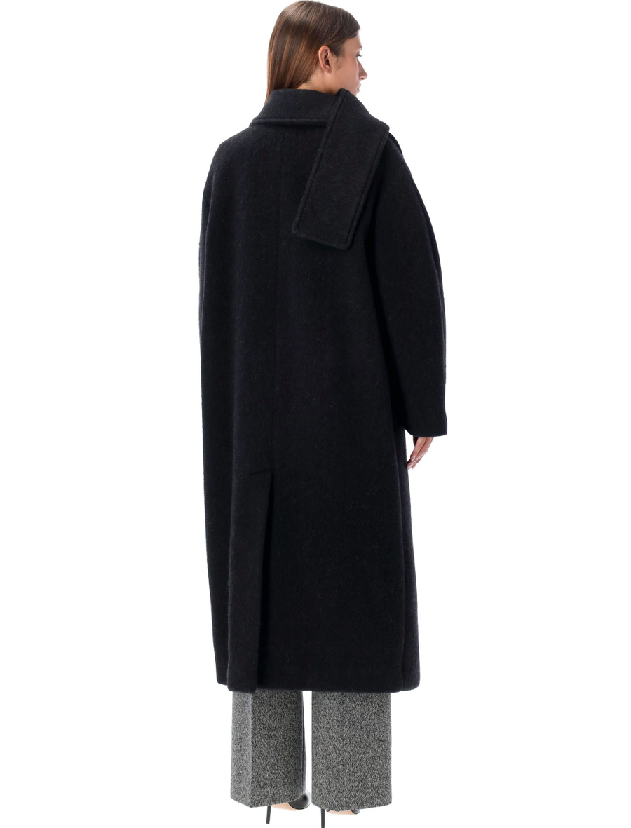 Scarfed collar long coat - Spazio Pritelli