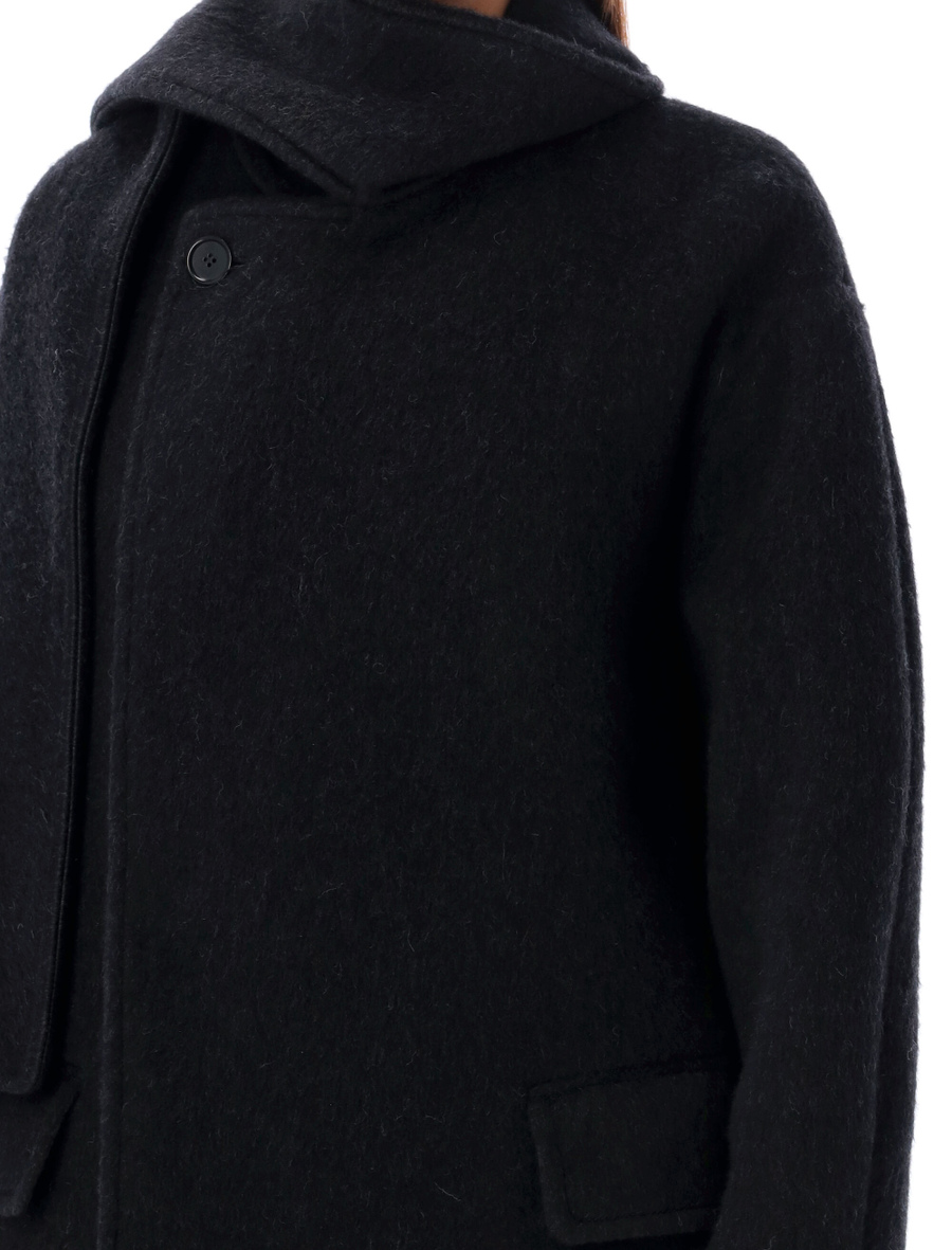 Scarfed collar long coat - Spazio Pritelli