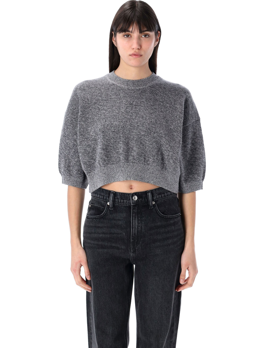 Logo-embossed high-frequency cropped sweater - Spazio Pritelli