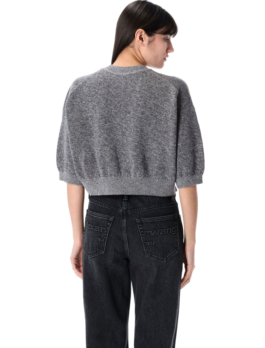 Logo-embossed high-frequency cropped sweater - Spazio Pritelli