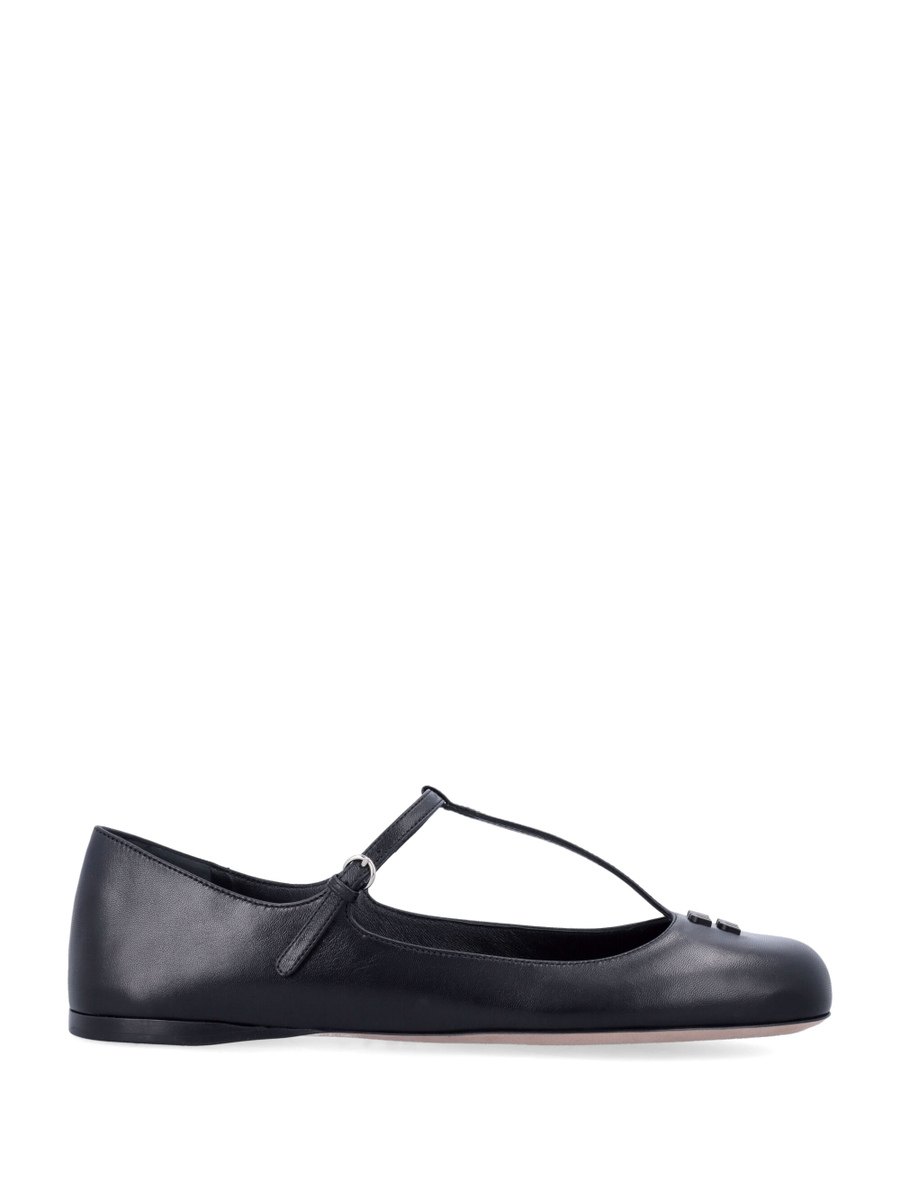 Leather T-bar ballet flats - Spazio Pritelli
