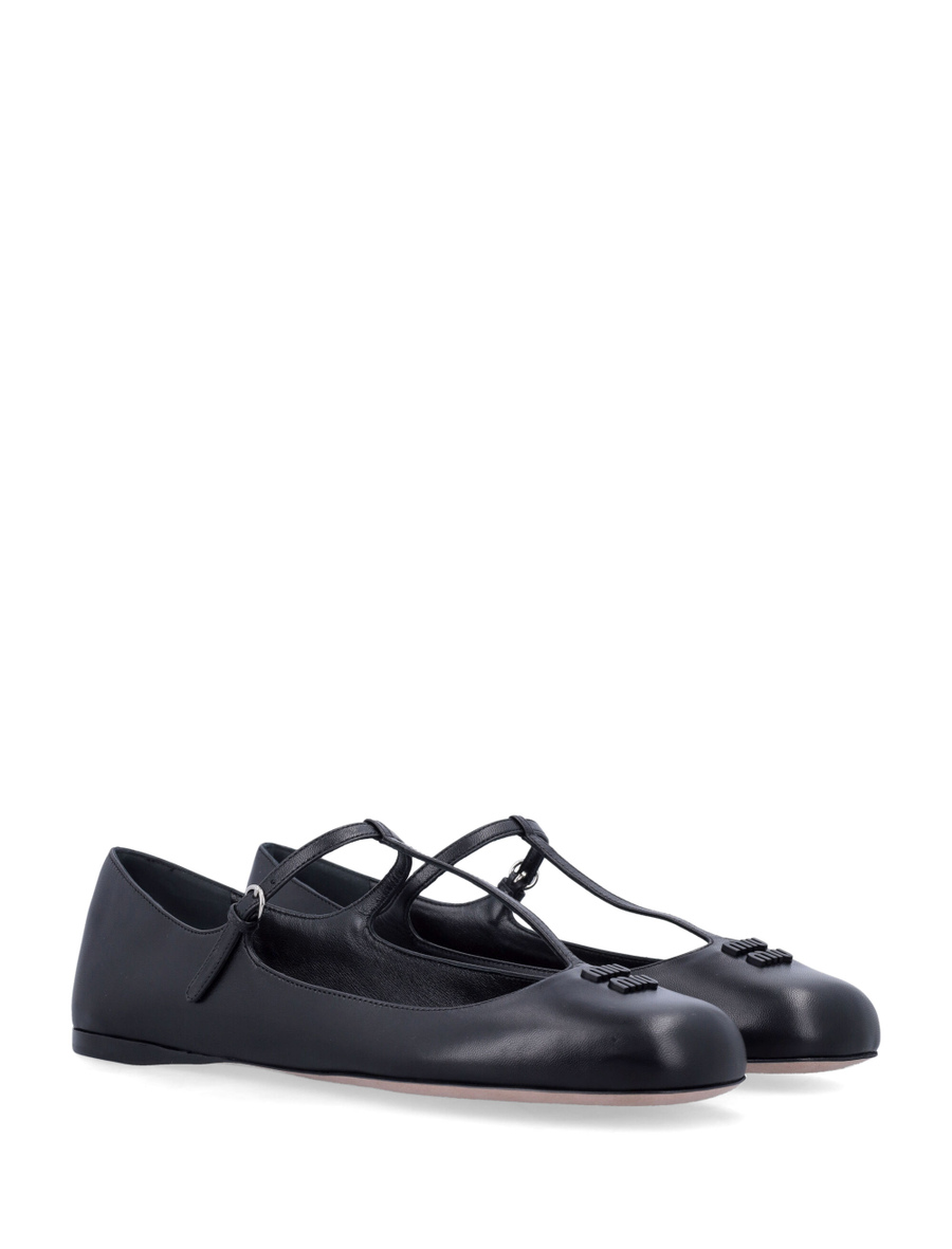Leather T-bar ballet flats - Spazio Pritelli