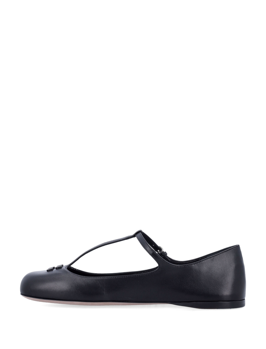 Leather T-bar ballet flats - Spazio Pritelli