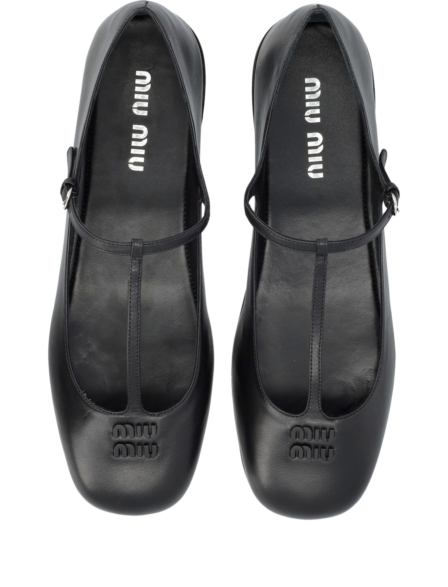 Leather T-bar ballet flats - Spazio Pritelli