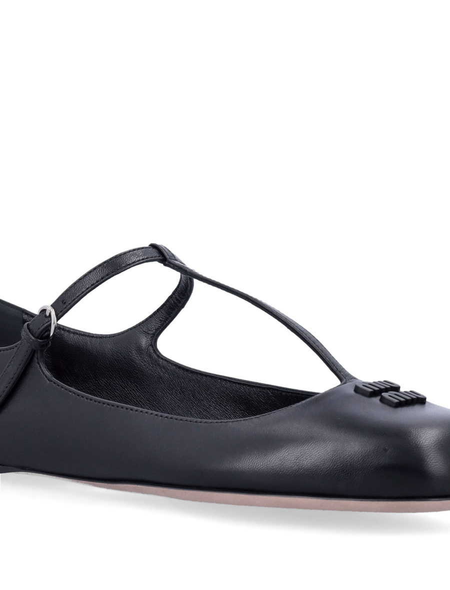Leather T-bar ballet flats - Spazio Pritelli