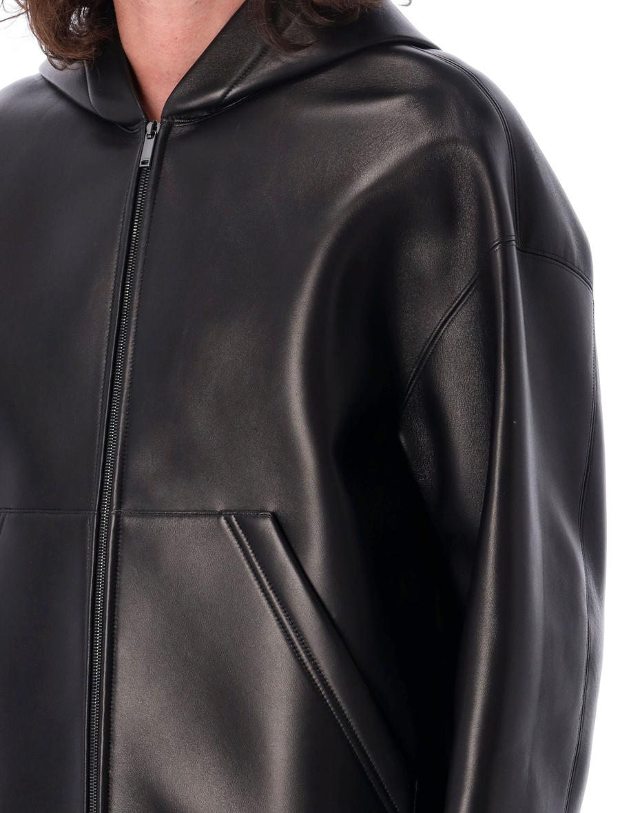 Hooded leather bomber - Spazio Pritelli