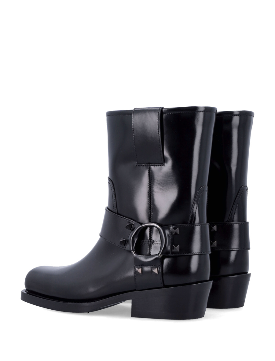 Rockstud leather biker ankle boots - Spazio Pritelli