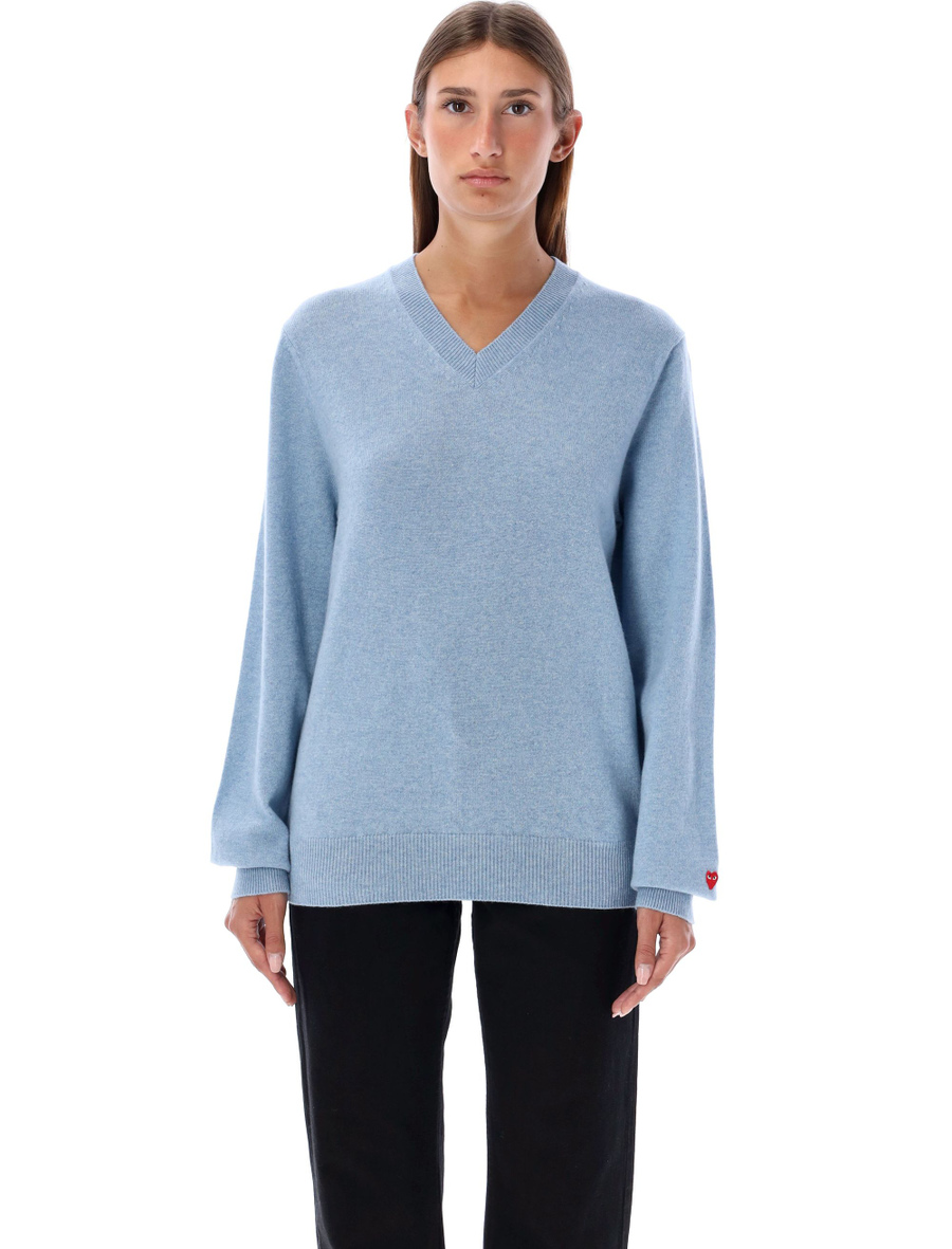 Red heart mini patch V-neck - Spazio Pritelli