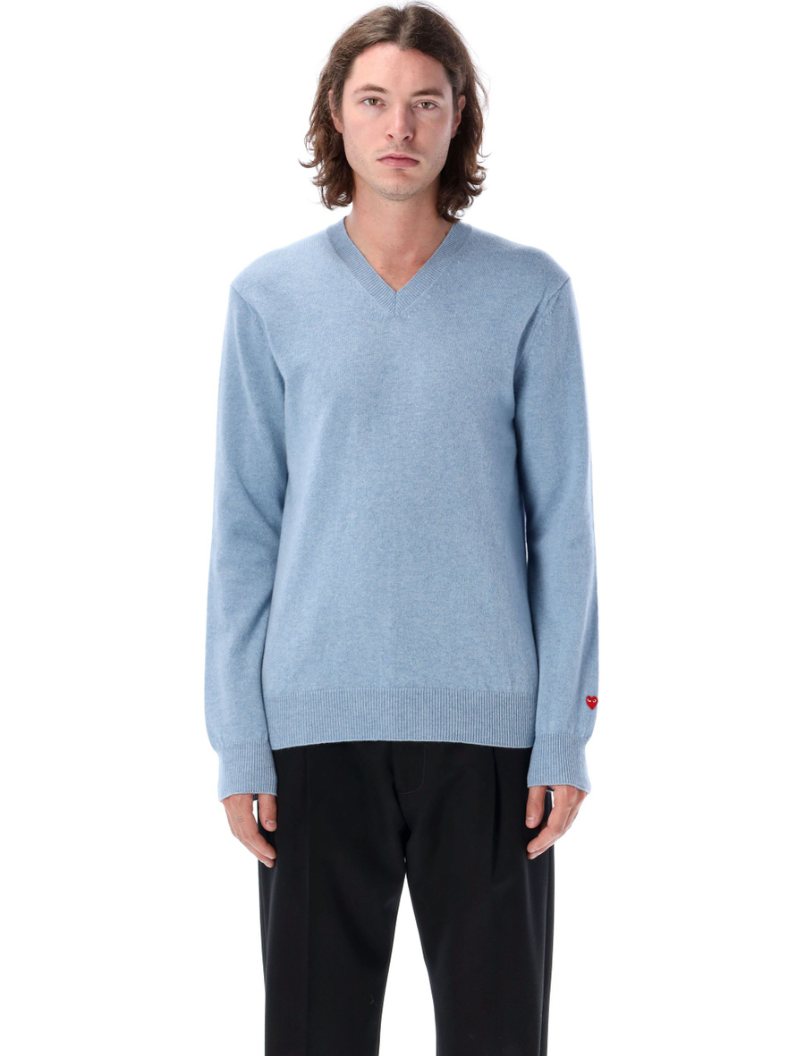 Red heart mini patch V-neck - Spazio Pritelli