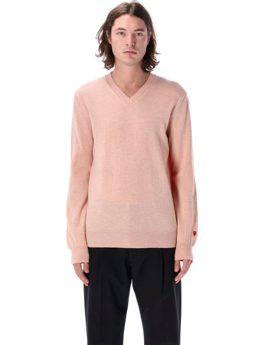 Red heart mini patch V-neck - Spazio Pritelli