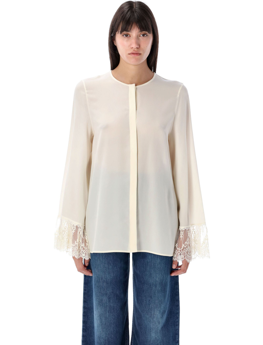 Fluid blouse with lace cuffs - Spazio Pritelli