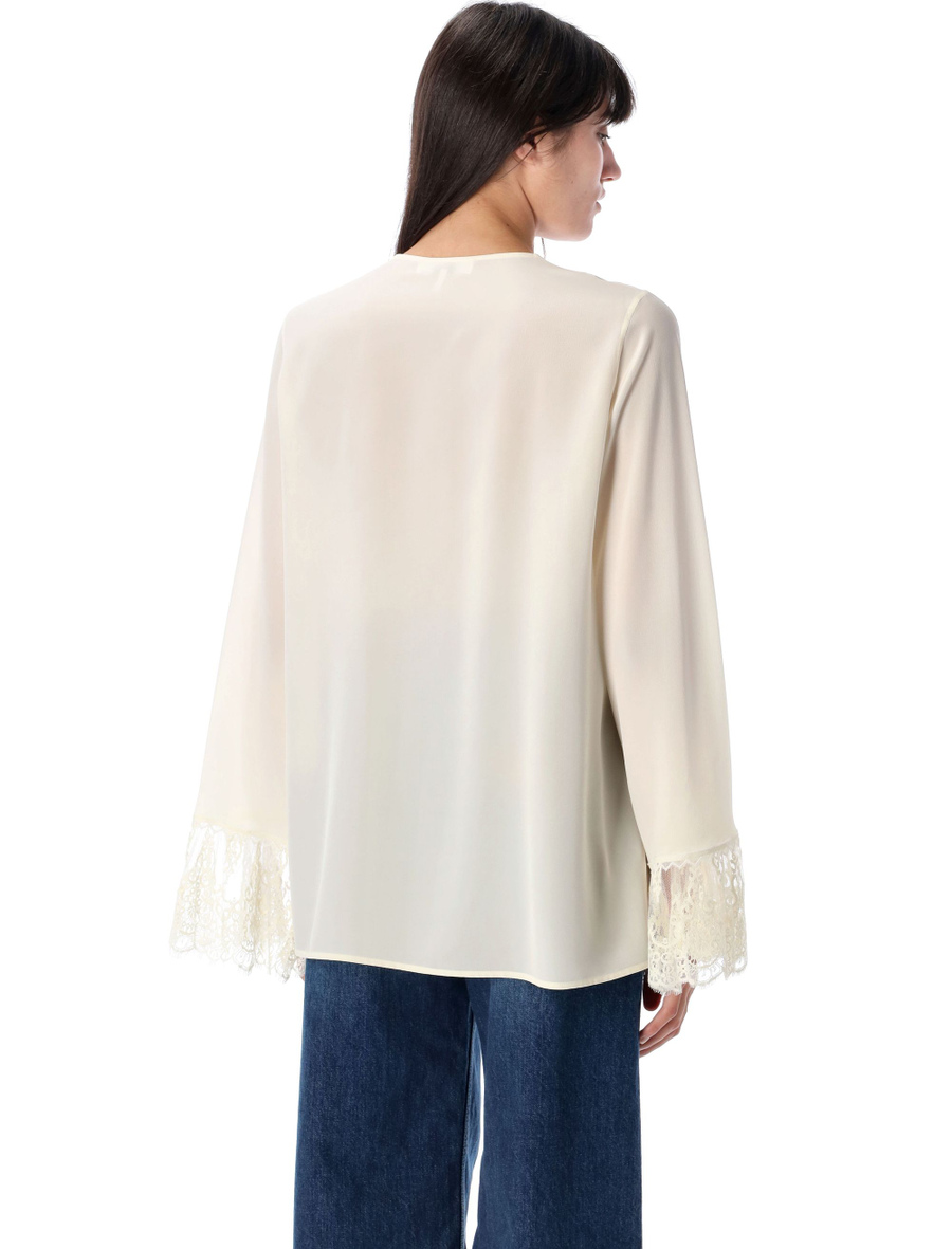 Fluid blouse with lace cuffs - Spazio Pritelli