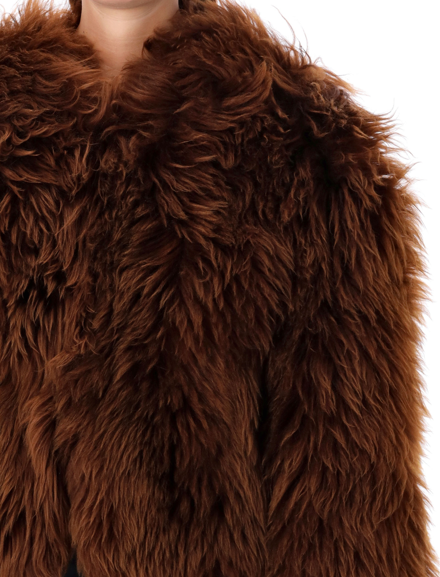 Cropped curly shearling jacket - Spazio Pritelli