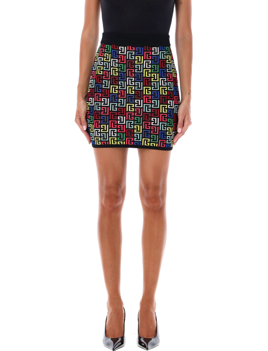 Monogram multicolor mini skirt - Spazio Pritelli