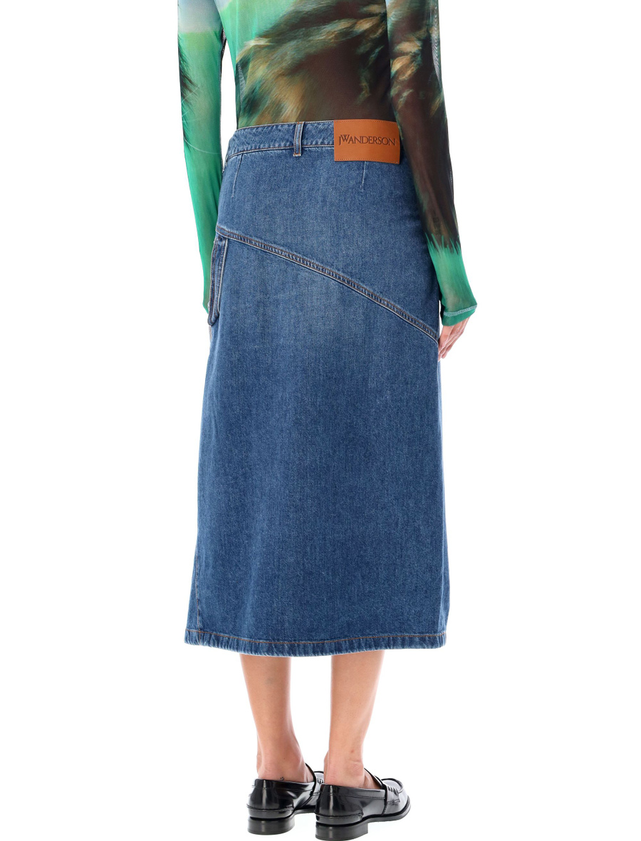 Denim twisted midi skirt - Spazio Pritelli