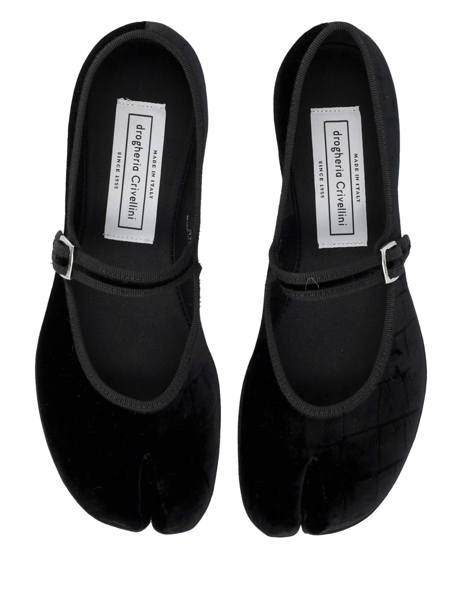 Fu-tabi velvet cayman flat shoes - Spazio Pritelli