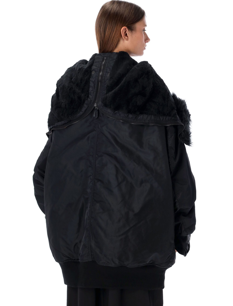Oversized bomber jacket with faux fur collar - Spazio Pritelli