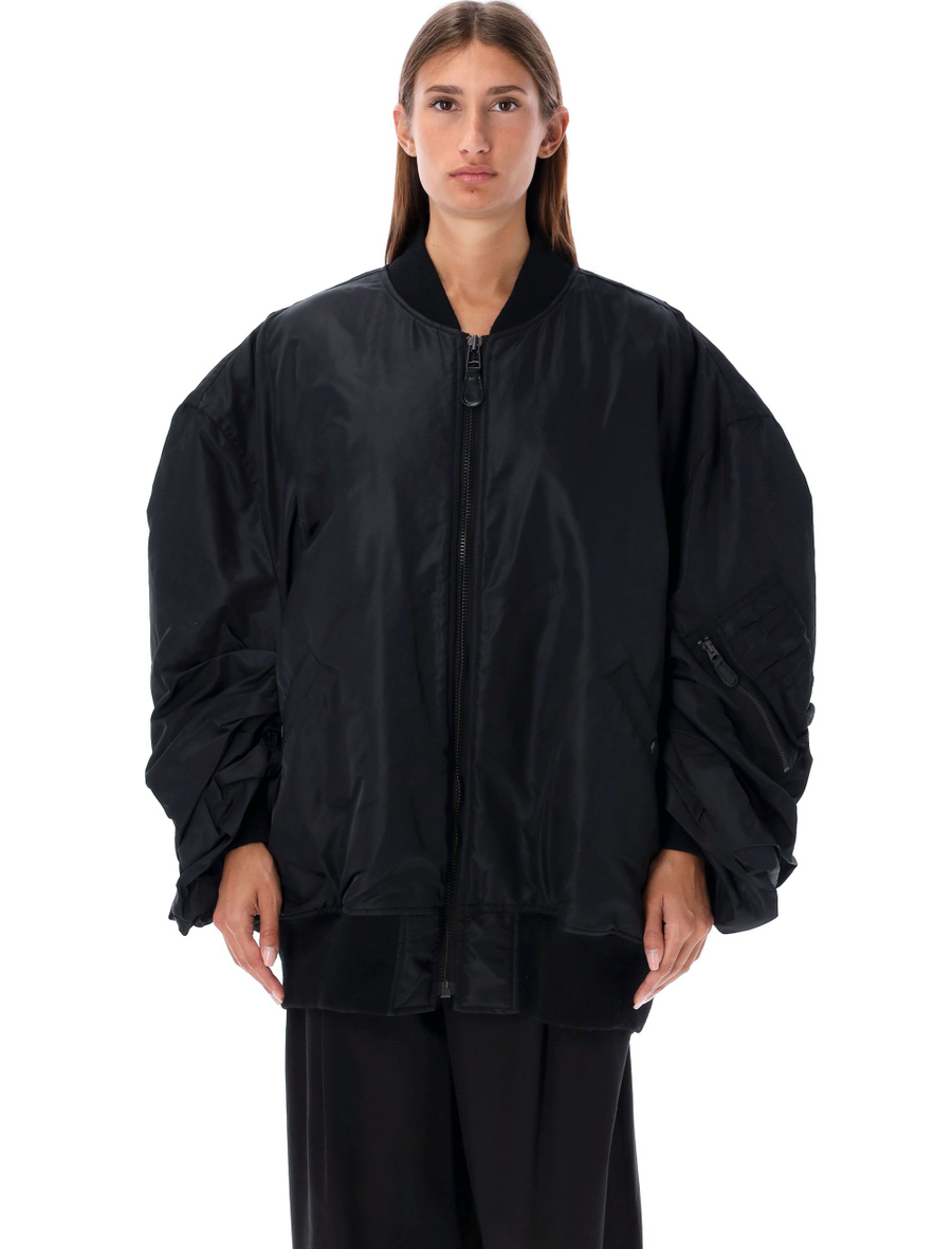 Oversized bomber jacket with ruched sleeves - Spazio Pritelli