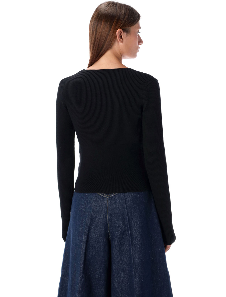 V-neck knit patch logo - Spazio Pritelli