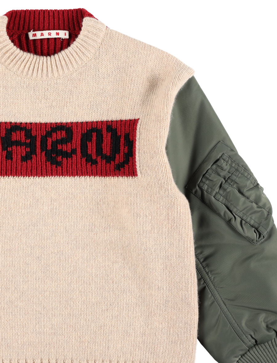 Kid - Hybrid knit and bomber sleeve sweater - Spazio Pritelli