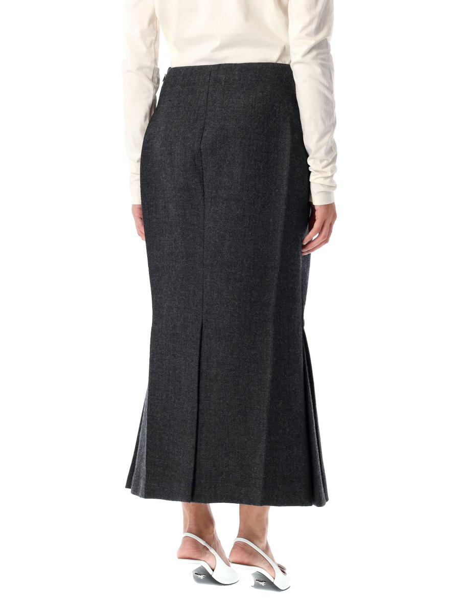 Aged-effect textured rush-stitch midi-skirt - Spazio Pritelli