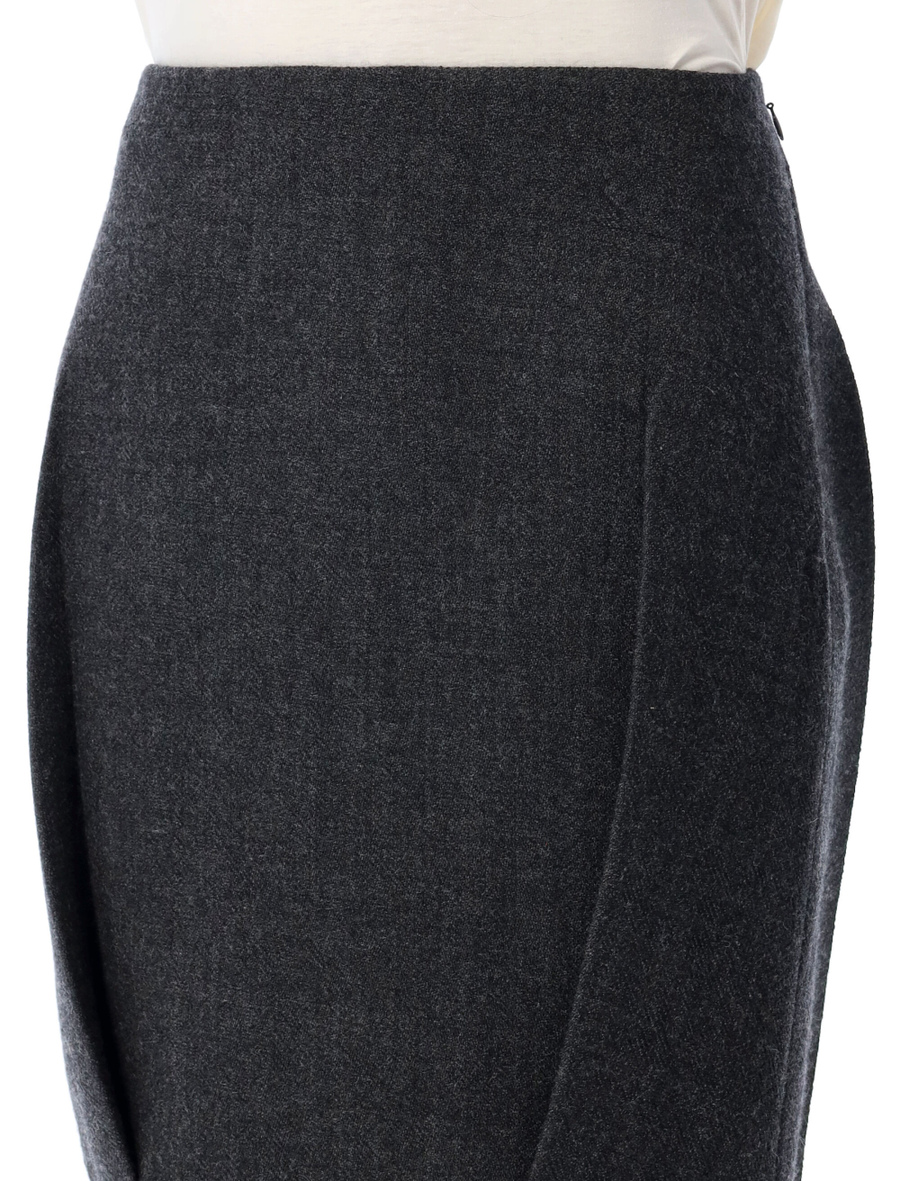 Aged-effect textured rush-stitch midi-skirt - Spazio Pritelli