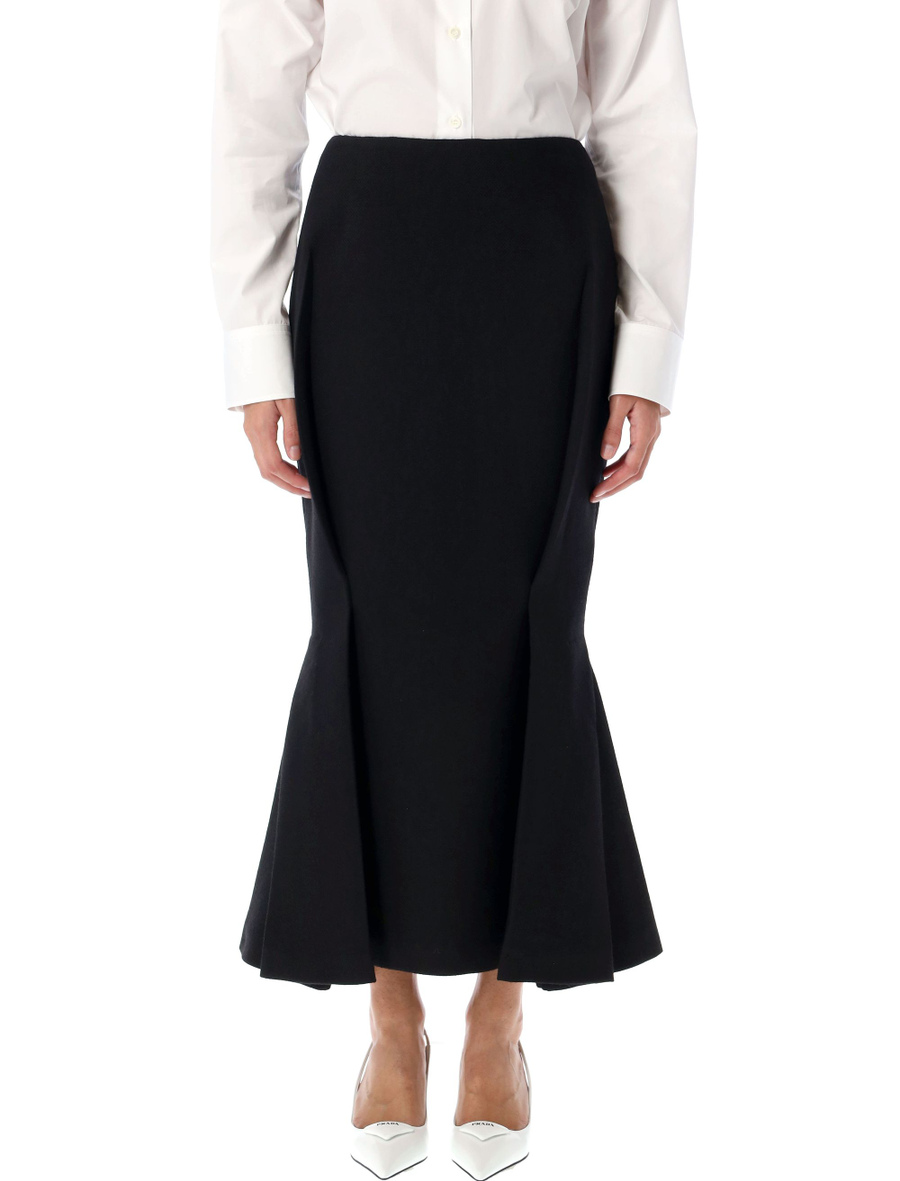 Aged-effect textured rush-stitch midi-skirt - Spazio Pritelli