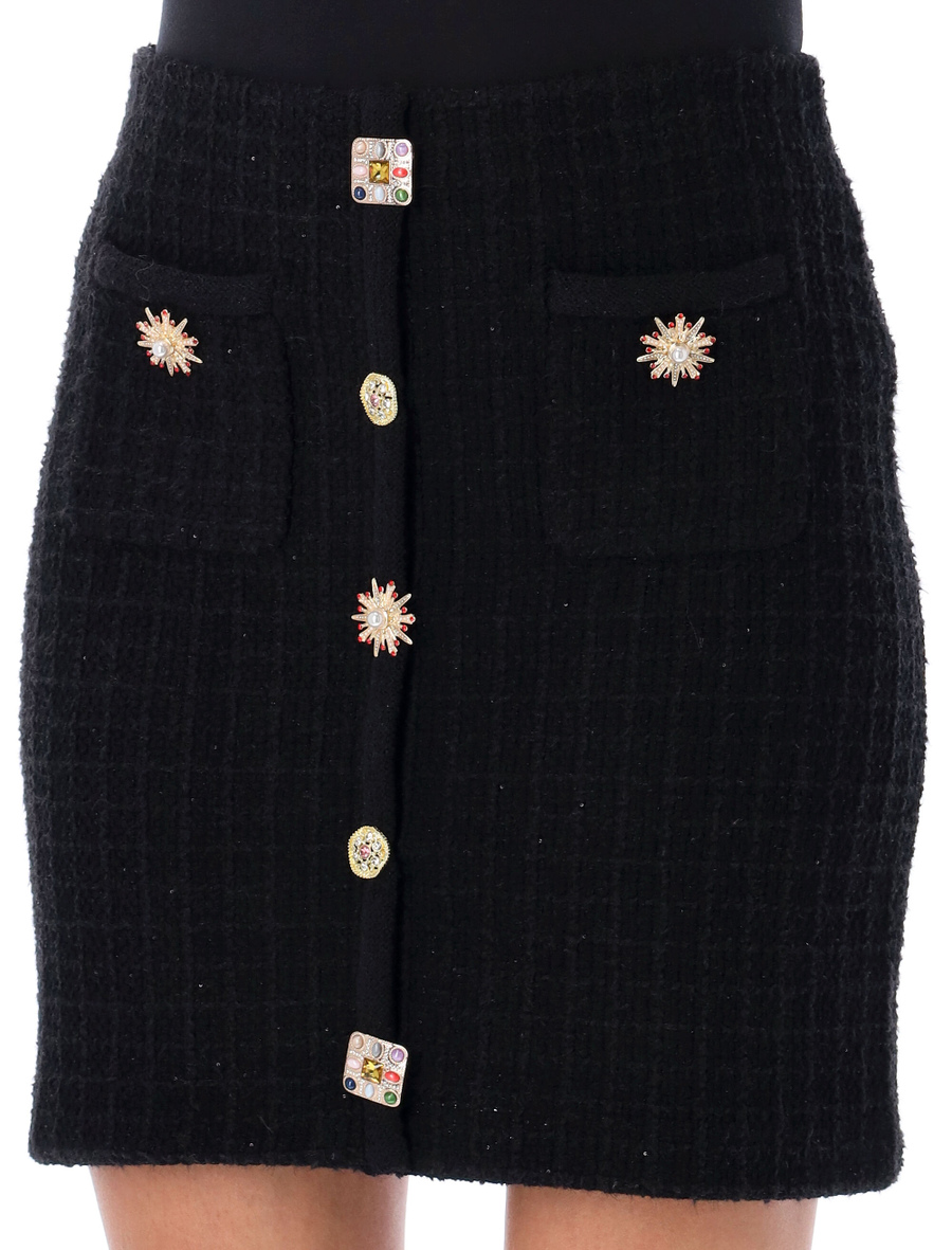 Jewel button knit mini skirt - Spazio Pritelli
