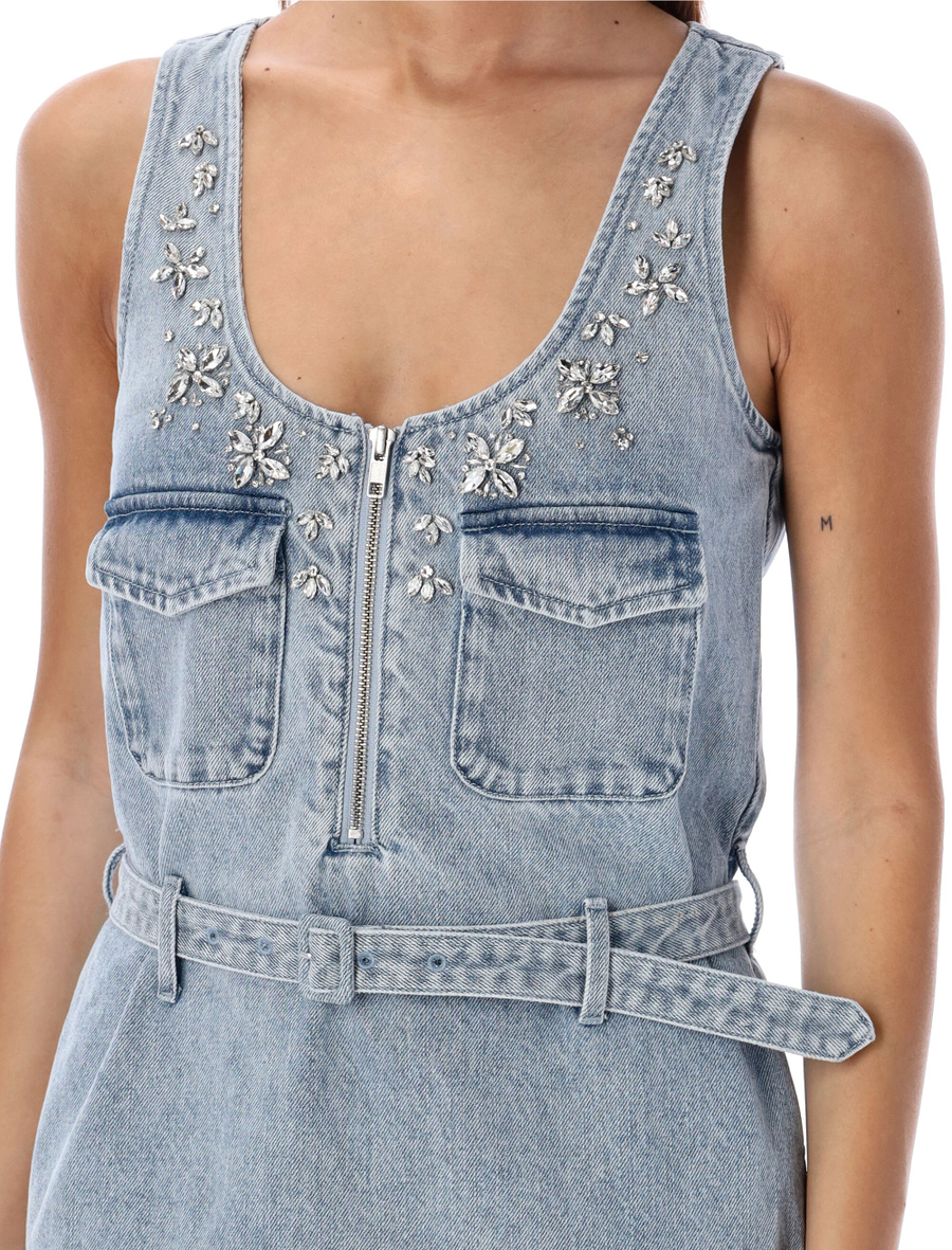 Tank denim mini dress embellished - Spazio Pritelli